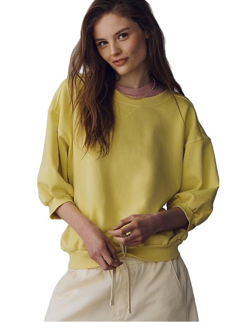 Pilcro Niki Bubble Sweatshirt in Yellow Size XXS Anthropologie